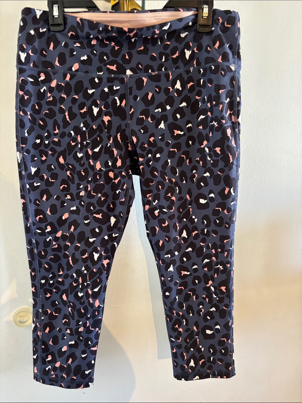 Marika Navy Leopard Print Leggings with Pink and White Spots